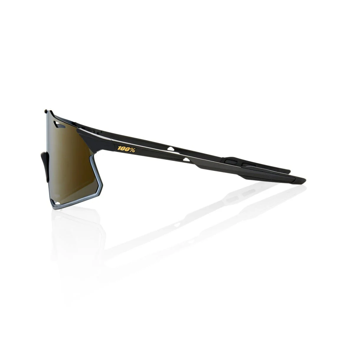 100% Hypercraft Sunglasses Matte Black with Gold Lens - Image 3