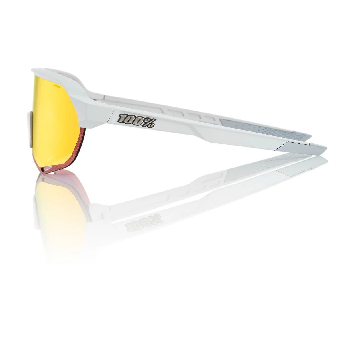 100% S2 Soft Tact Sunglasses Off White with HiPER Red Lens - Image 3