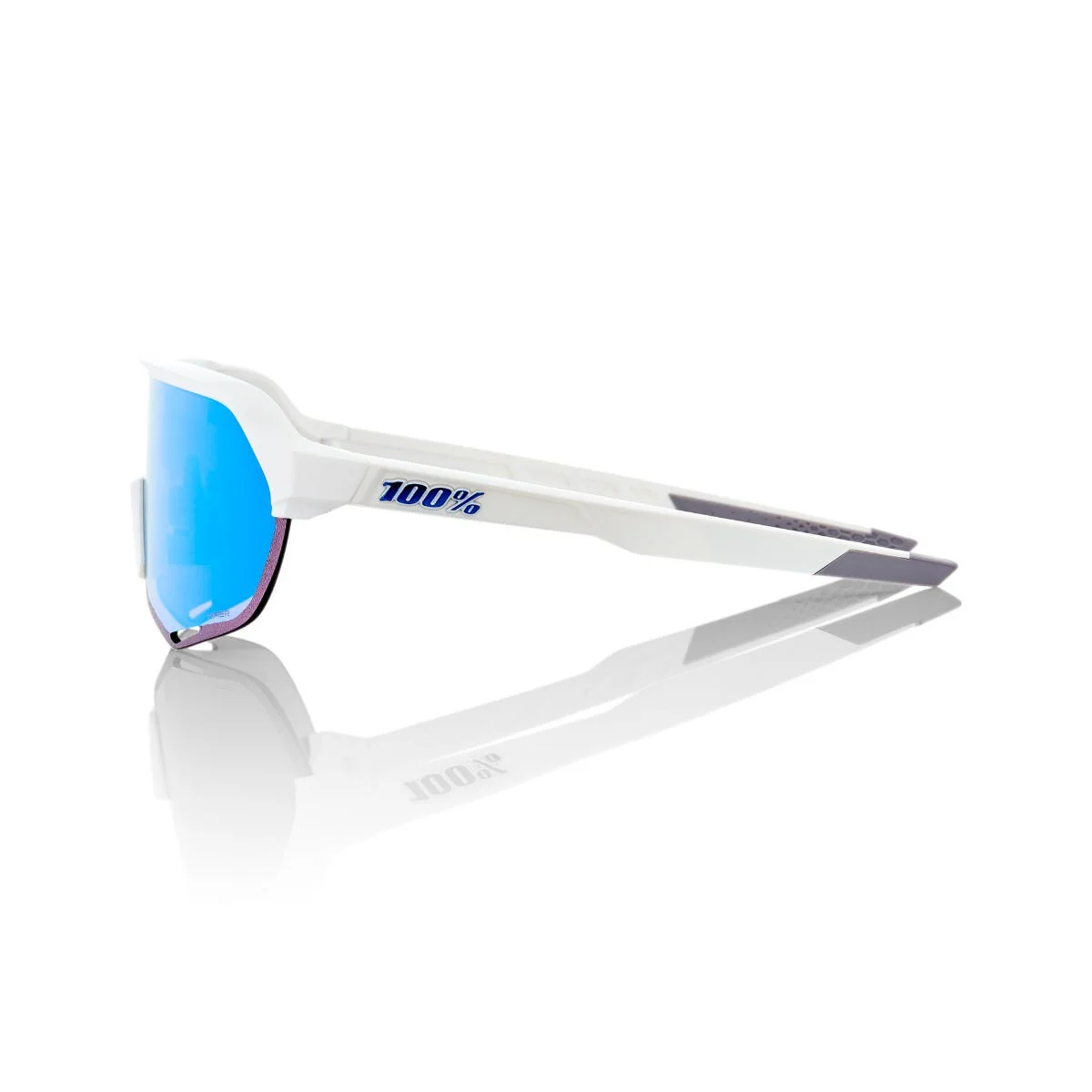 100% S2 Sunglasses Matte White with HiPER Blue Lens - Image 3
