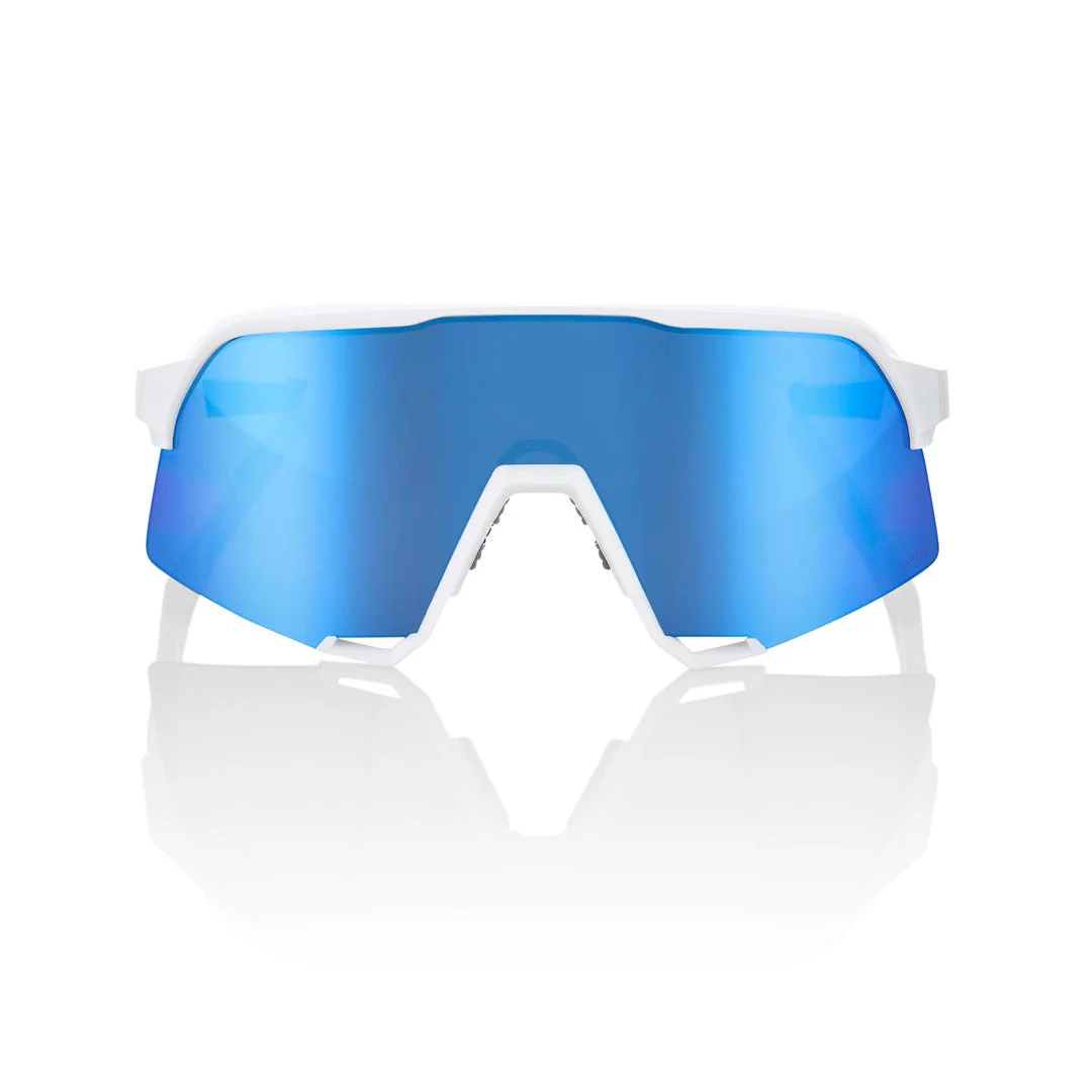 100% S3 Sunglasses Matte White with HiPER Blue Lens - Image 2