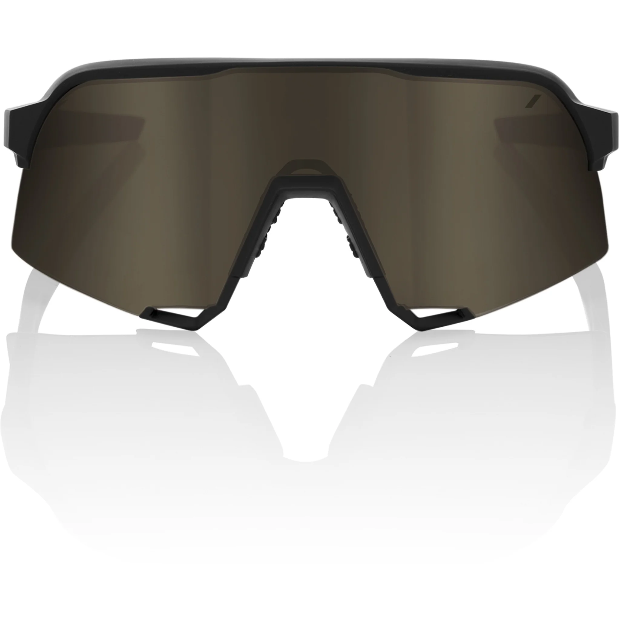 100% S3 Sunglasses Soft Tact Black - Soft Gold Mirror Lens - Image 3