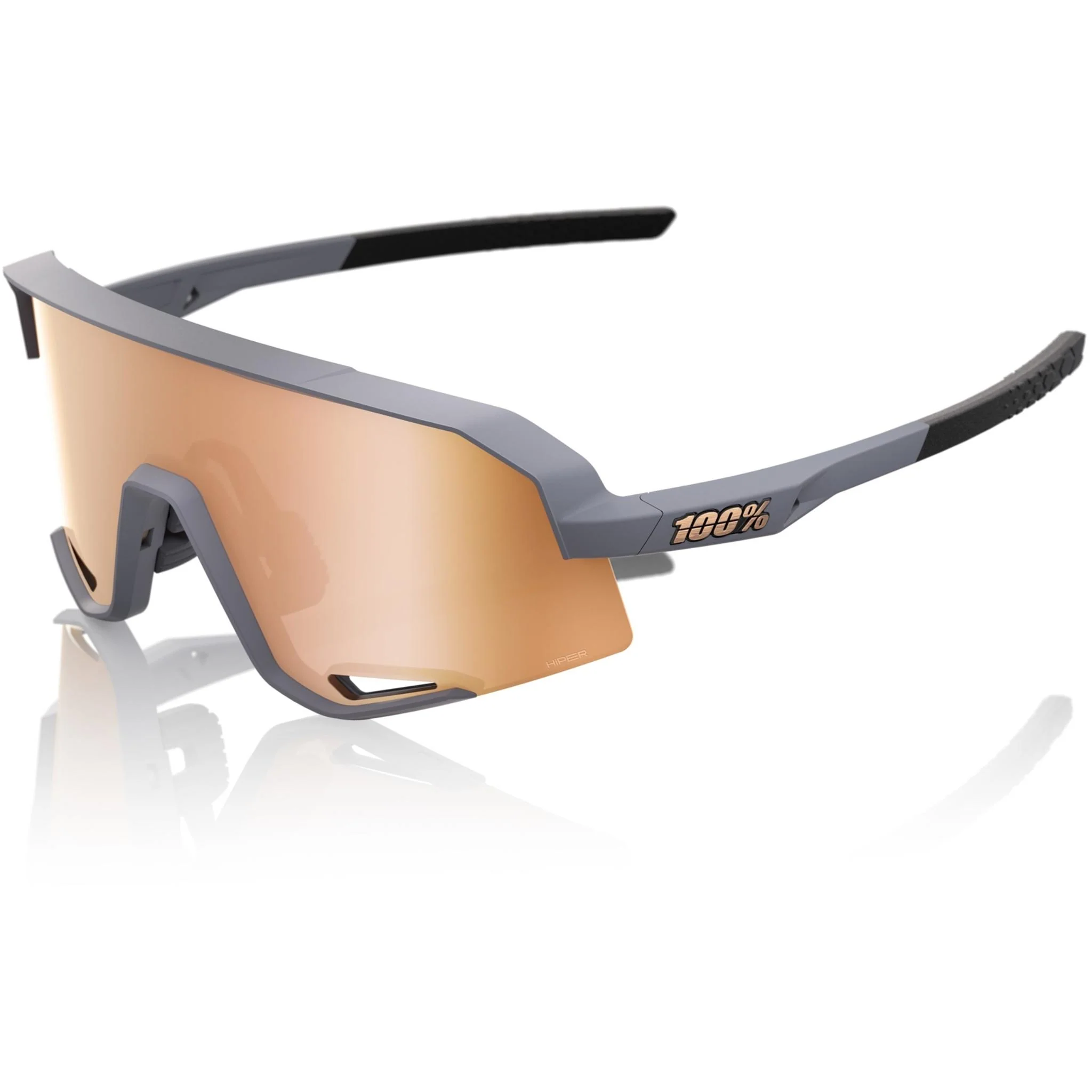 100% Slendale Sunglasses Soft Tact Grey - HiPER Copper Mirror Lens