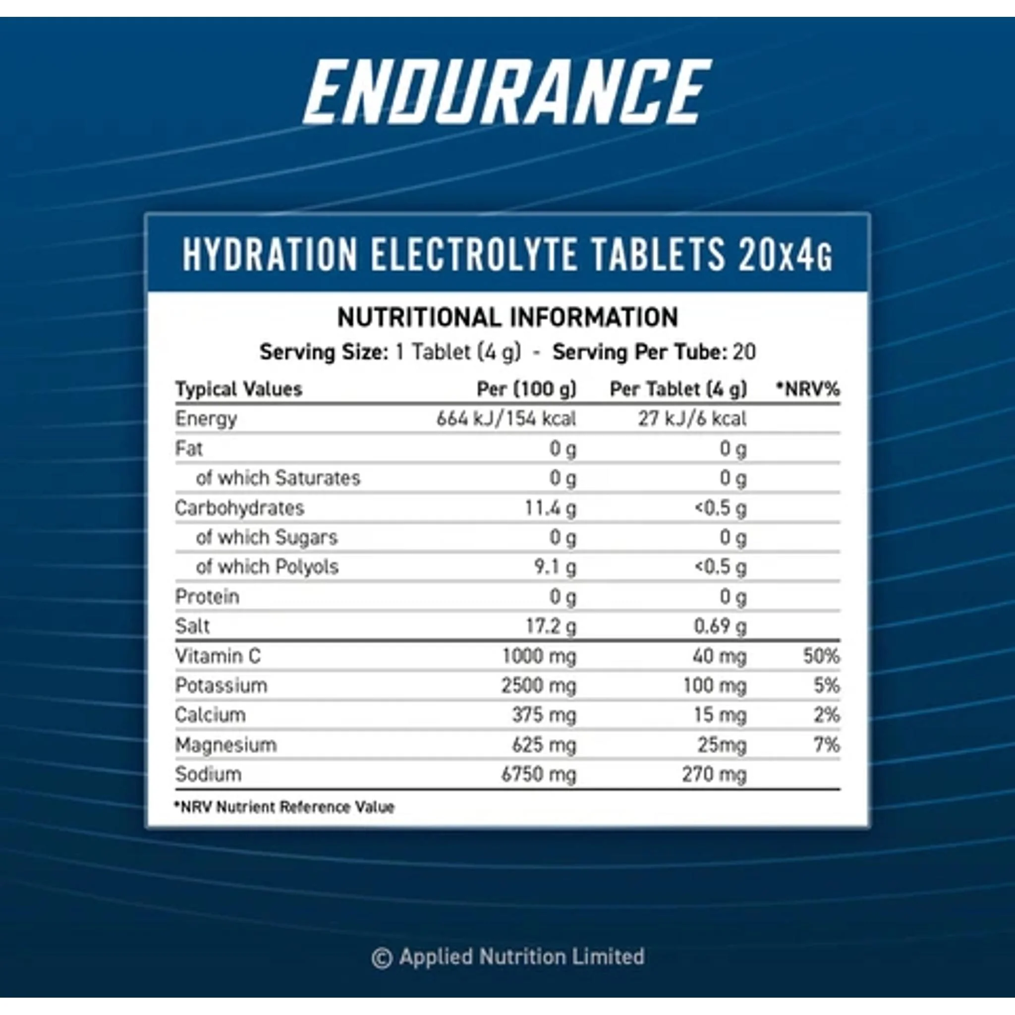 Applied Nutrition Endurance Hydration Tablets Lemon Lime (20pcs) - Image 2
