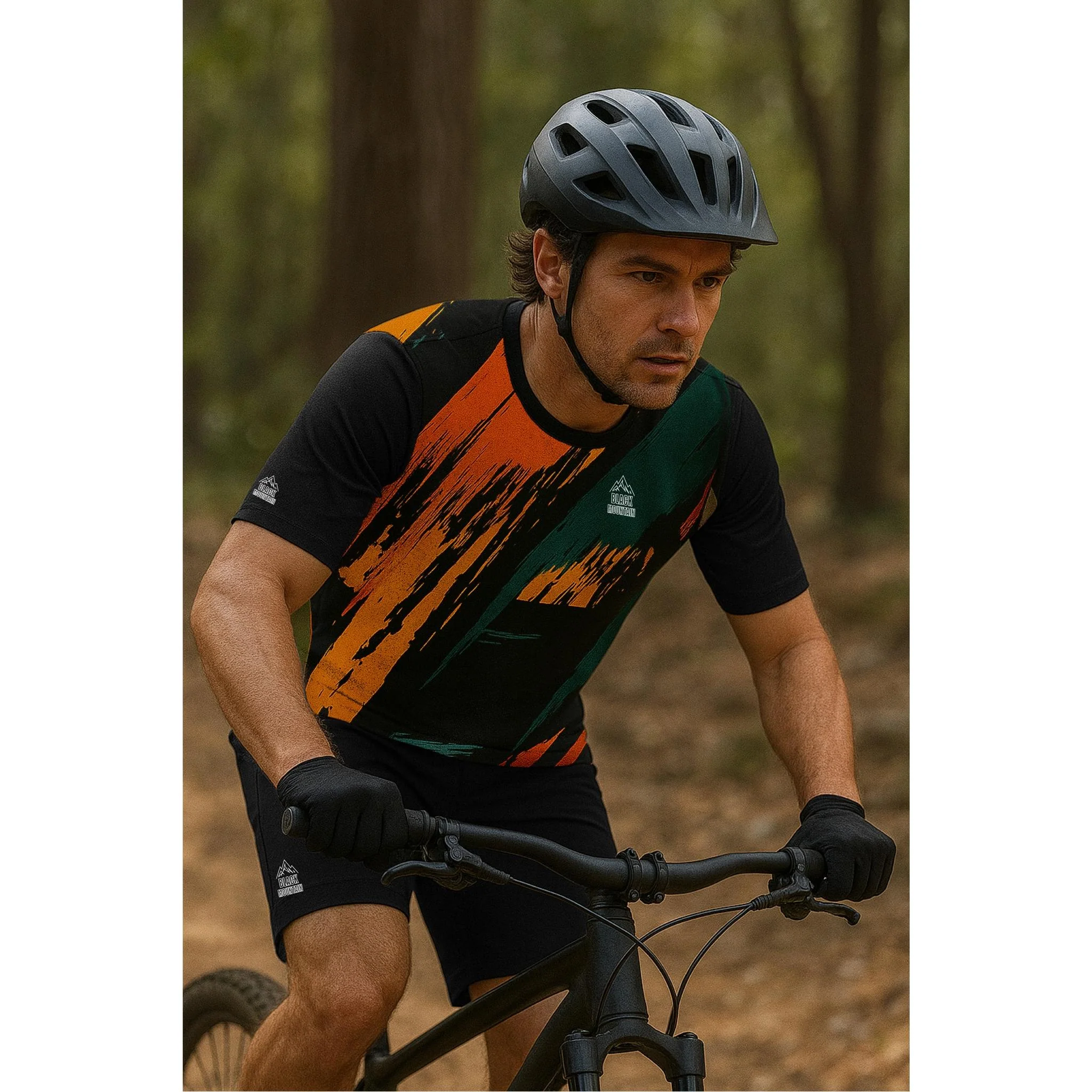 Black Mountain Shadow Trail Slasher Short Sleeve MTB Jersey Orange Slasher - Image 3