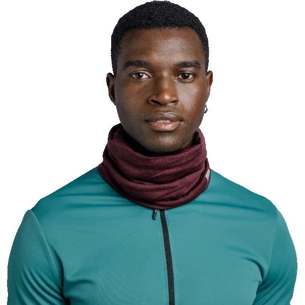 Buff Merino Lightweight Bike Multifunction Neck Warmer - Solid Garnet Red UNI - Image 5