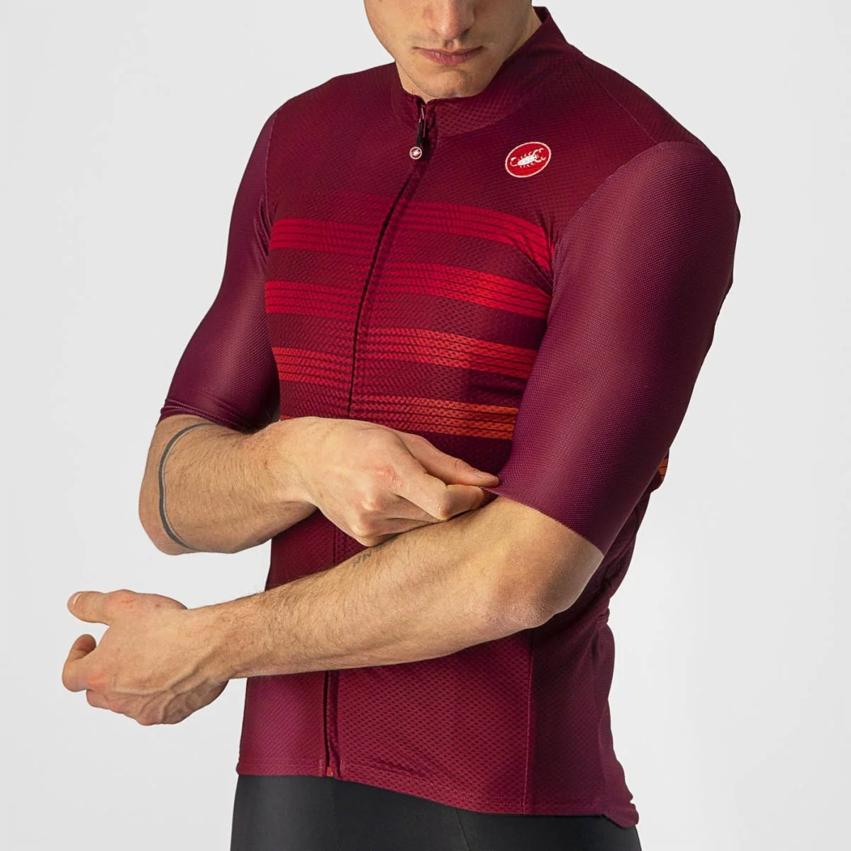 Castelli Endurance Pro Jersey Bordeaux Red/Orange - Image 6