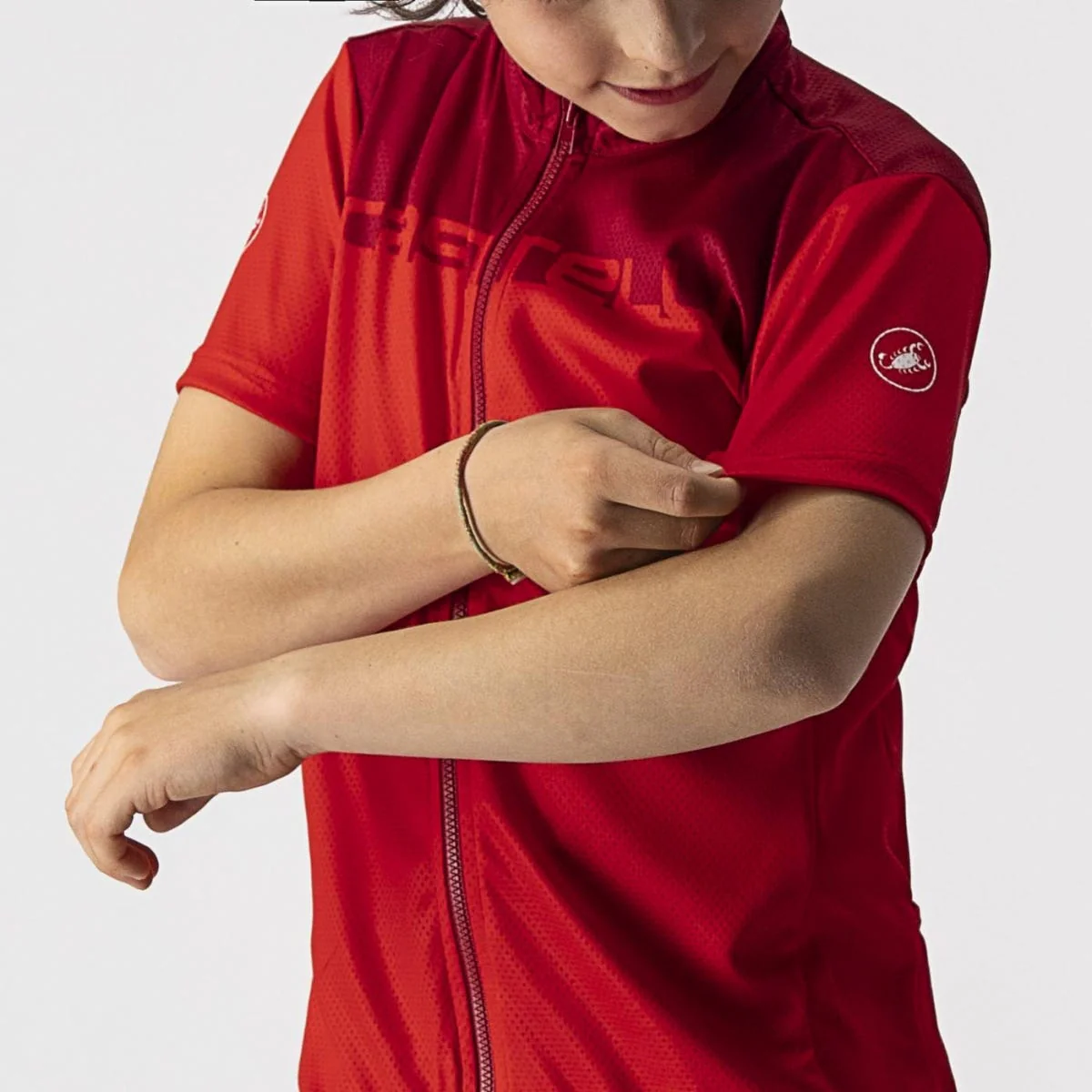 Castelli Neo Prologo Youth Short Sleeve Jersey Red/Pro Red - Image 4