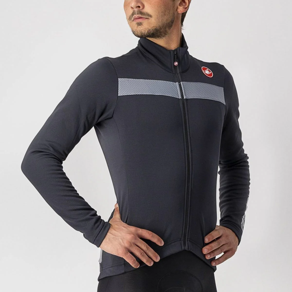 Castelli Puro 3 LS Jersey Light Black/Silver Reflex - Image 3
