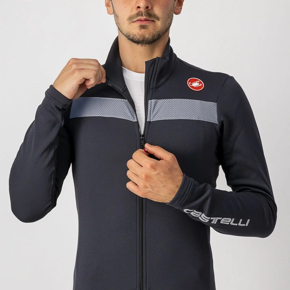 Castelli Puro 3 LS Jersey Light Black/Silver Reflex - Image 5