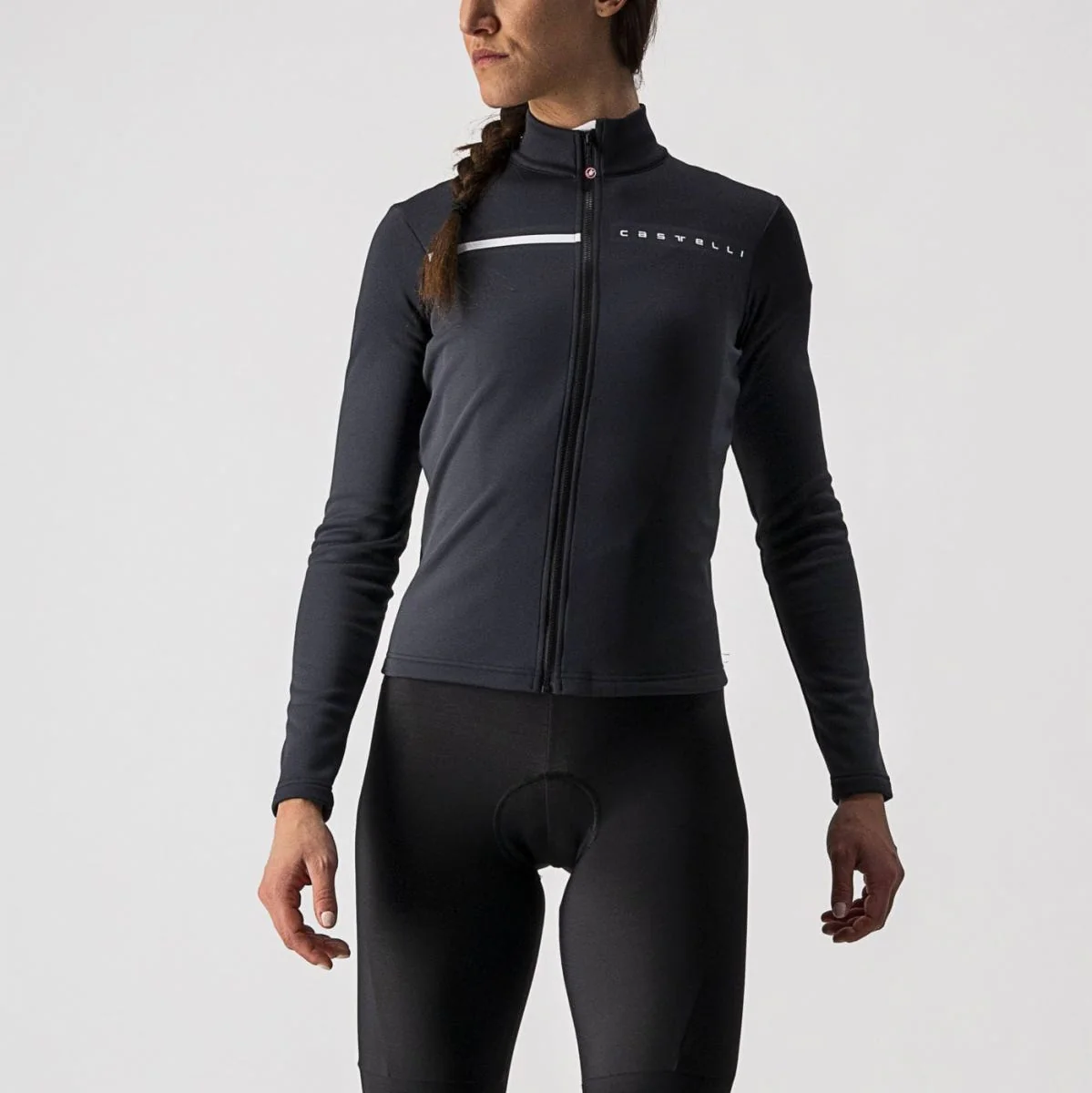 Castelli Sinergia 2 FZ Women's Long Sleeve Jersey Black White - Image 2