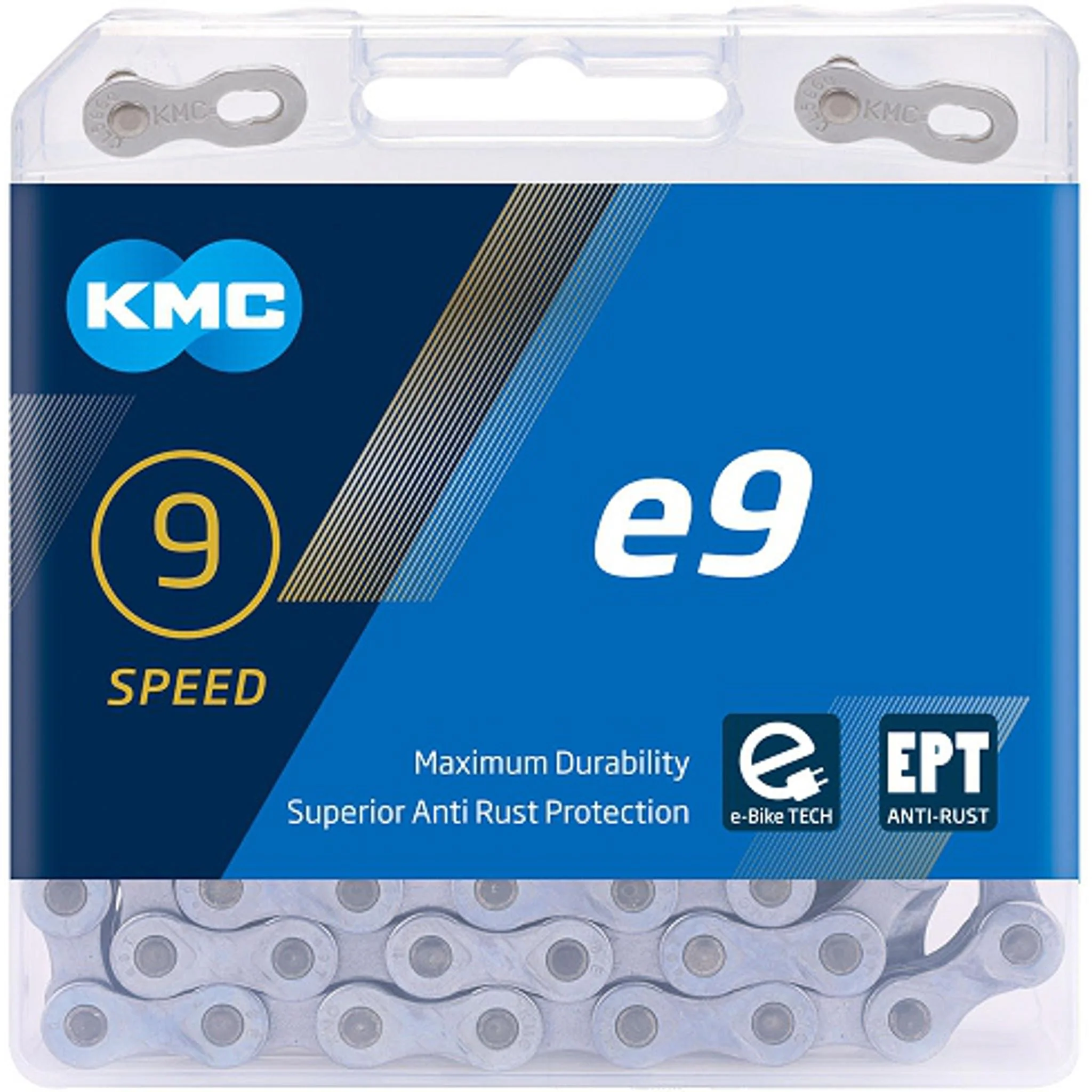 KMC e9 Turbo EPT 9-Speed E-Bike Chain 136L Silver - Image 2