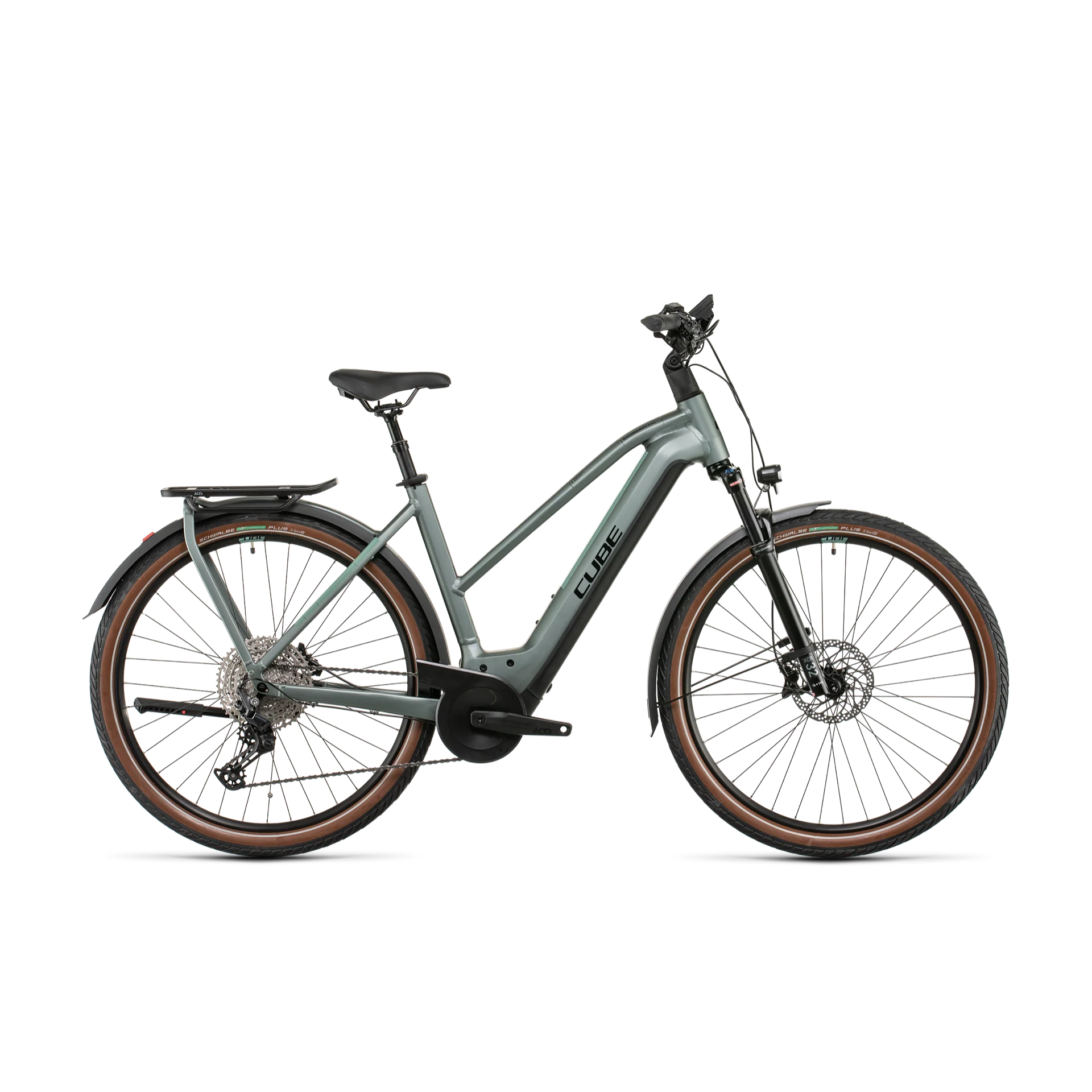 Cube Kathmandu Hybrid EXC 750 Trapeze Hybrid Bike Silvergreen 'n' Black