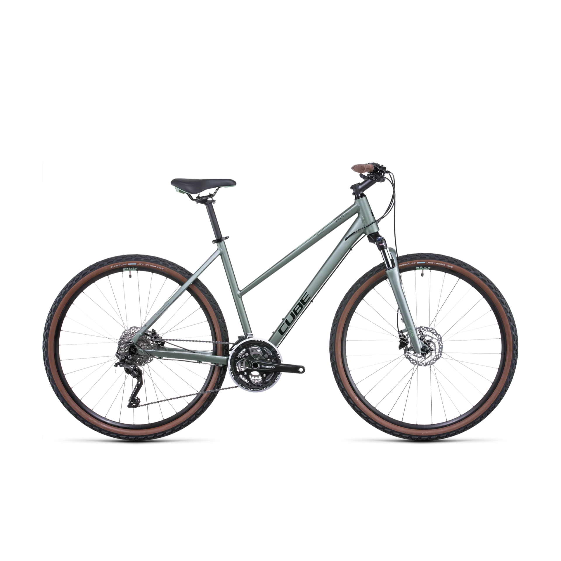 Cube Nature Pro Trapeze Hybrid Bike Silvergreen Black