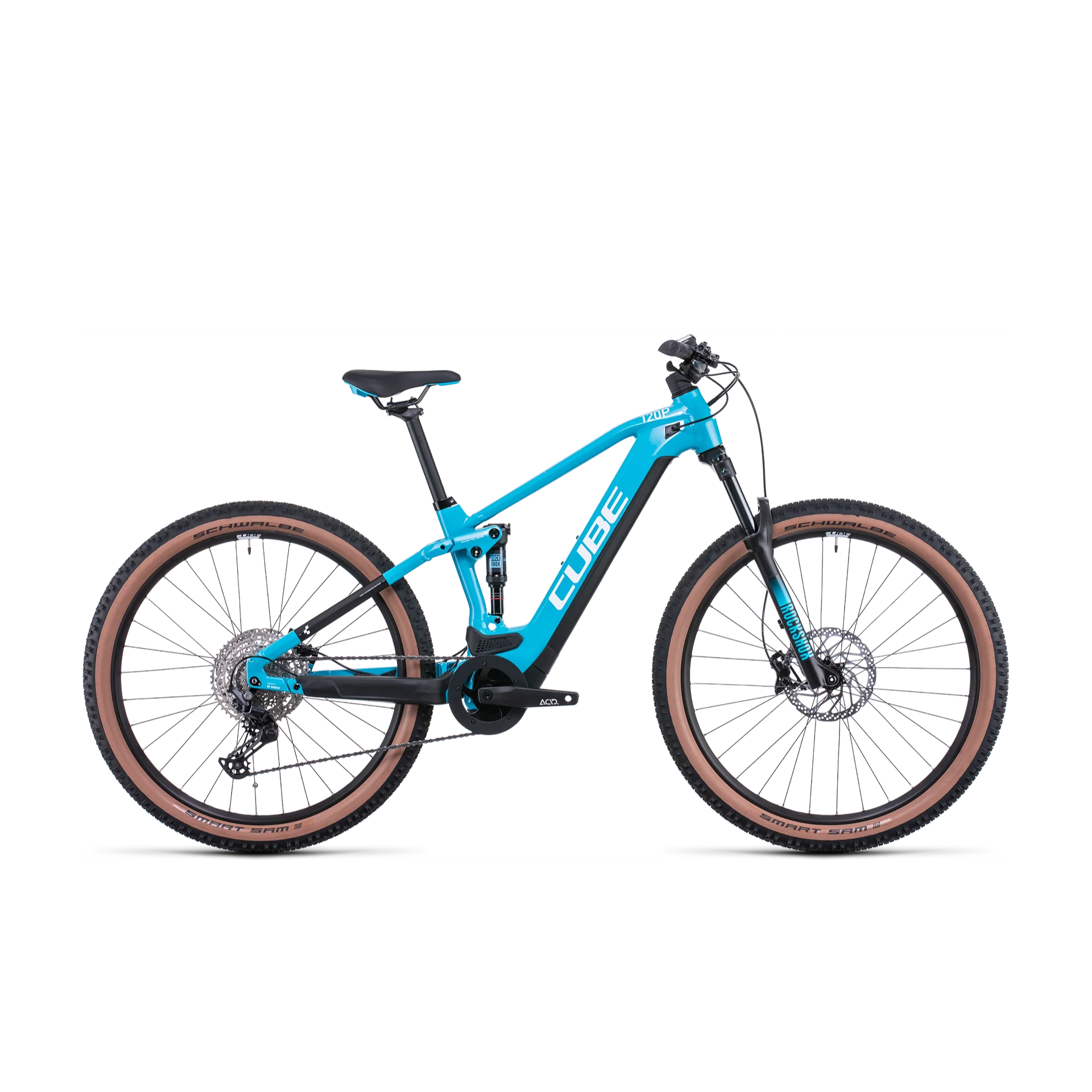 Cube Stereo Hybrid 120 Pro 625 Electric Dual Suspension Mountain Bike Sky Blue 'n' White