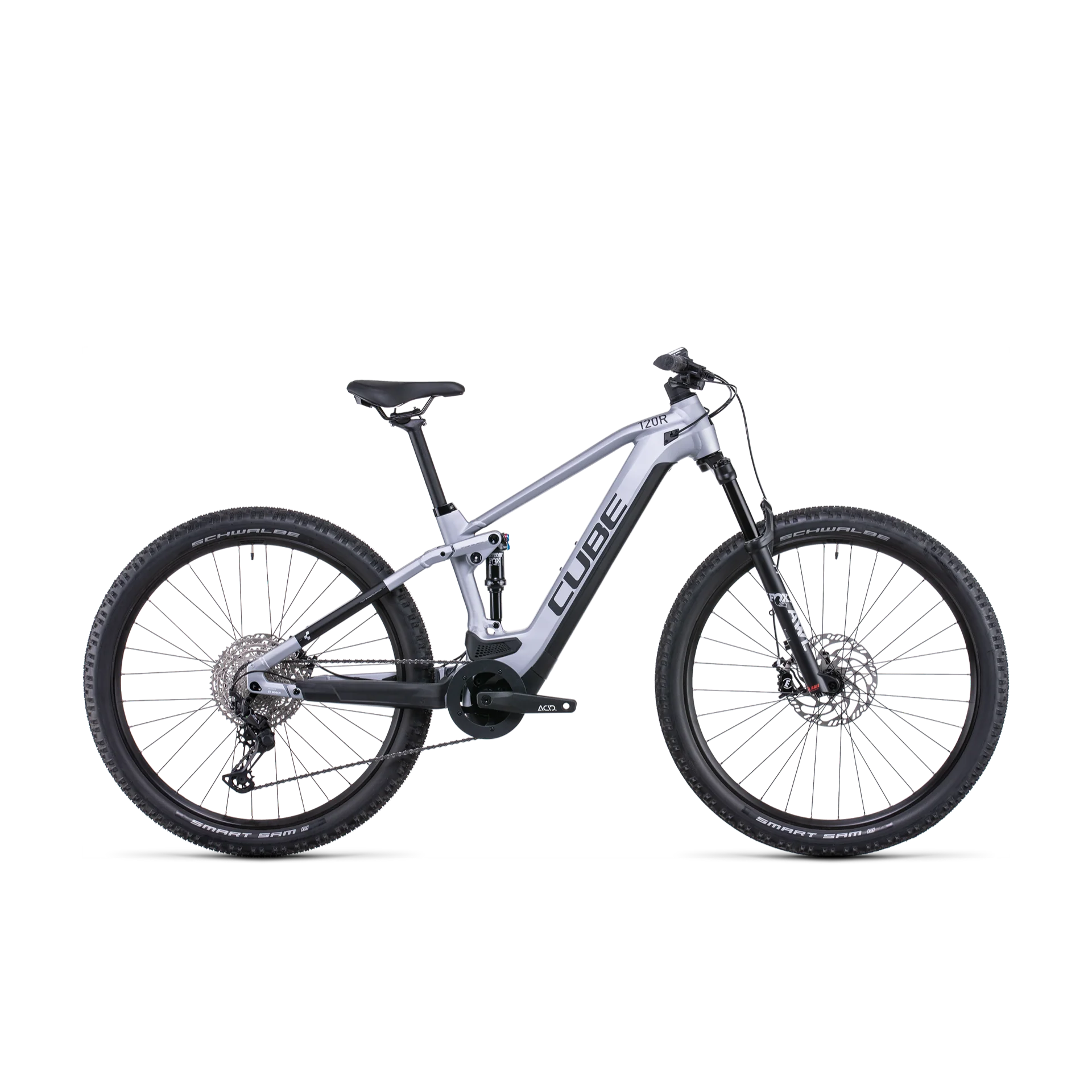 Cube Stereo Hybrid 120 Race 625 Electric Dual Suspension Mountain Bike Polar Silver 'n' Black