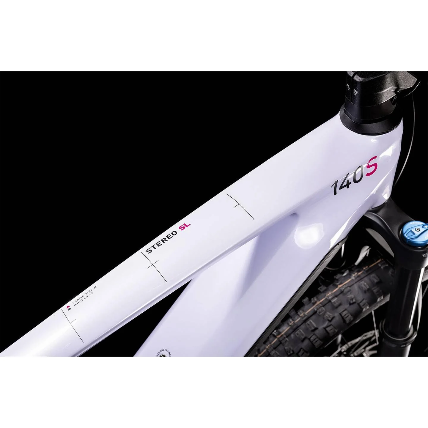 Cube Stereo Hybrid 140 HPC SL 750 Electric Dual Suspension Mountain Bike 29'' Violet 'n' White - Image 4