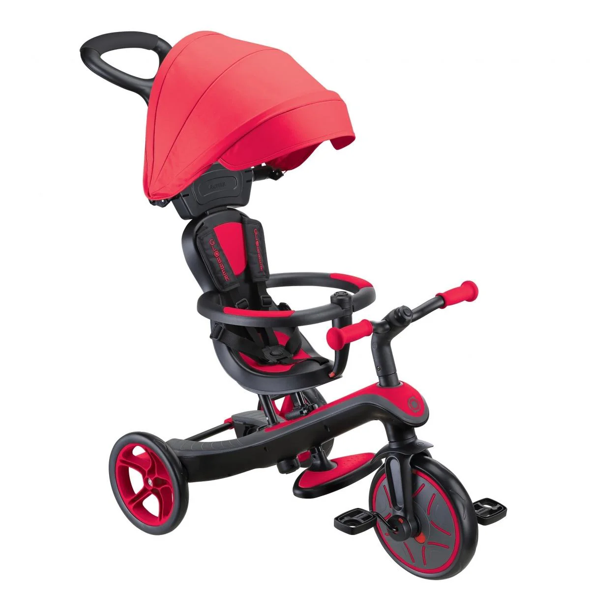 Globber Explorer 4in1 Kids Trike w/ Folding Canopy Red - Image 8