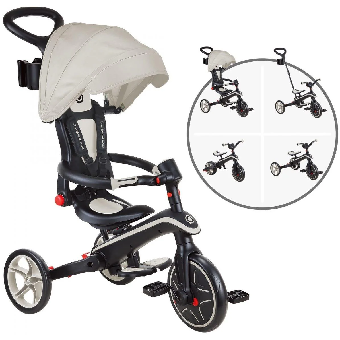 Globber Explorer Foldable 4in1 Kids Trike Taupe - Image 5