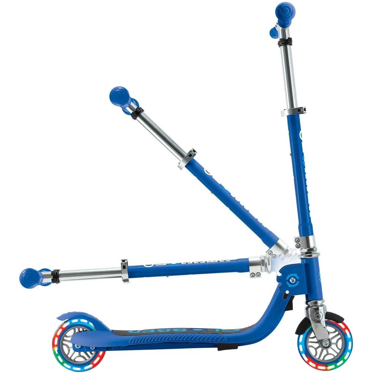Globber Flow Foldable Junior w/ Llights 2-Wheel Kids Scooter Navy/Sky Blue - Image 3