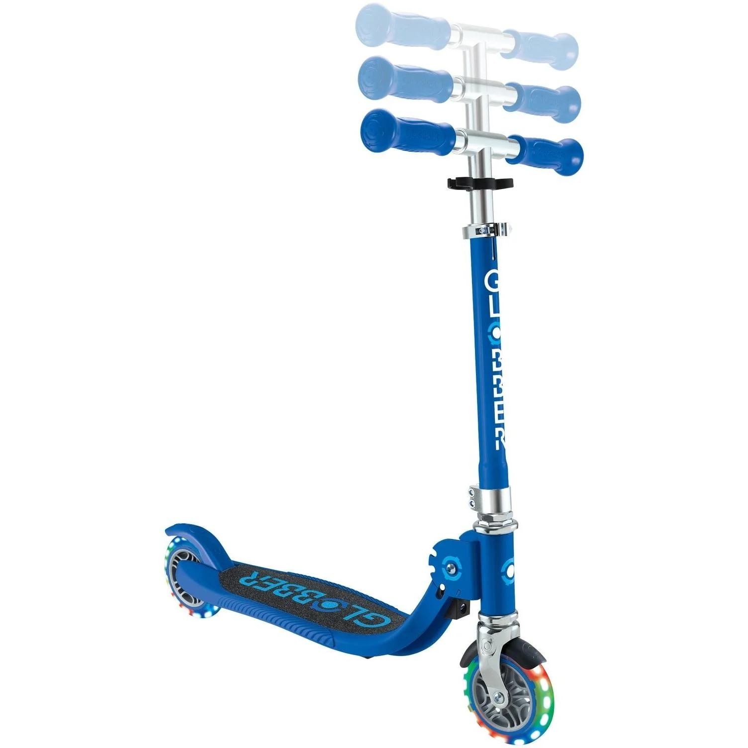 Globber Flow Foldable Junior w/ Llights 2-Wheel Kids Scooter Navy/Sky Blue - Image 4