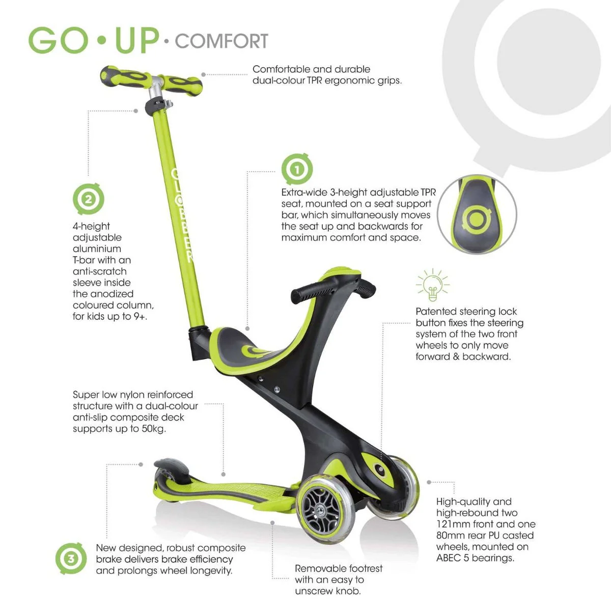 Globber Go Up Comfort Kids Scooter Sky Blue - Image 5