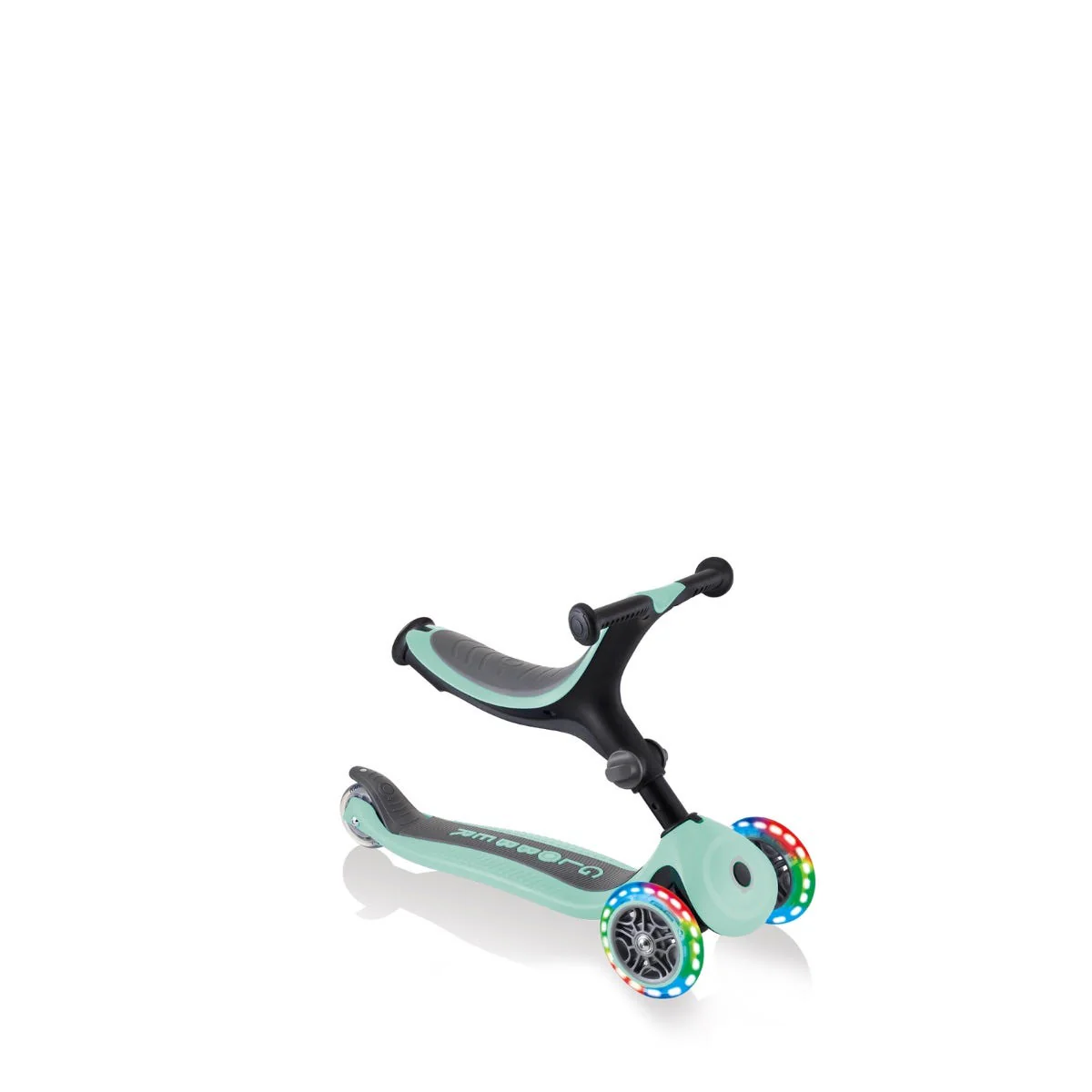 Globber Go Up Foldable Plus Lights 3 Wheel Kids Scooter Mint (Light Up Wheels) - Image 2