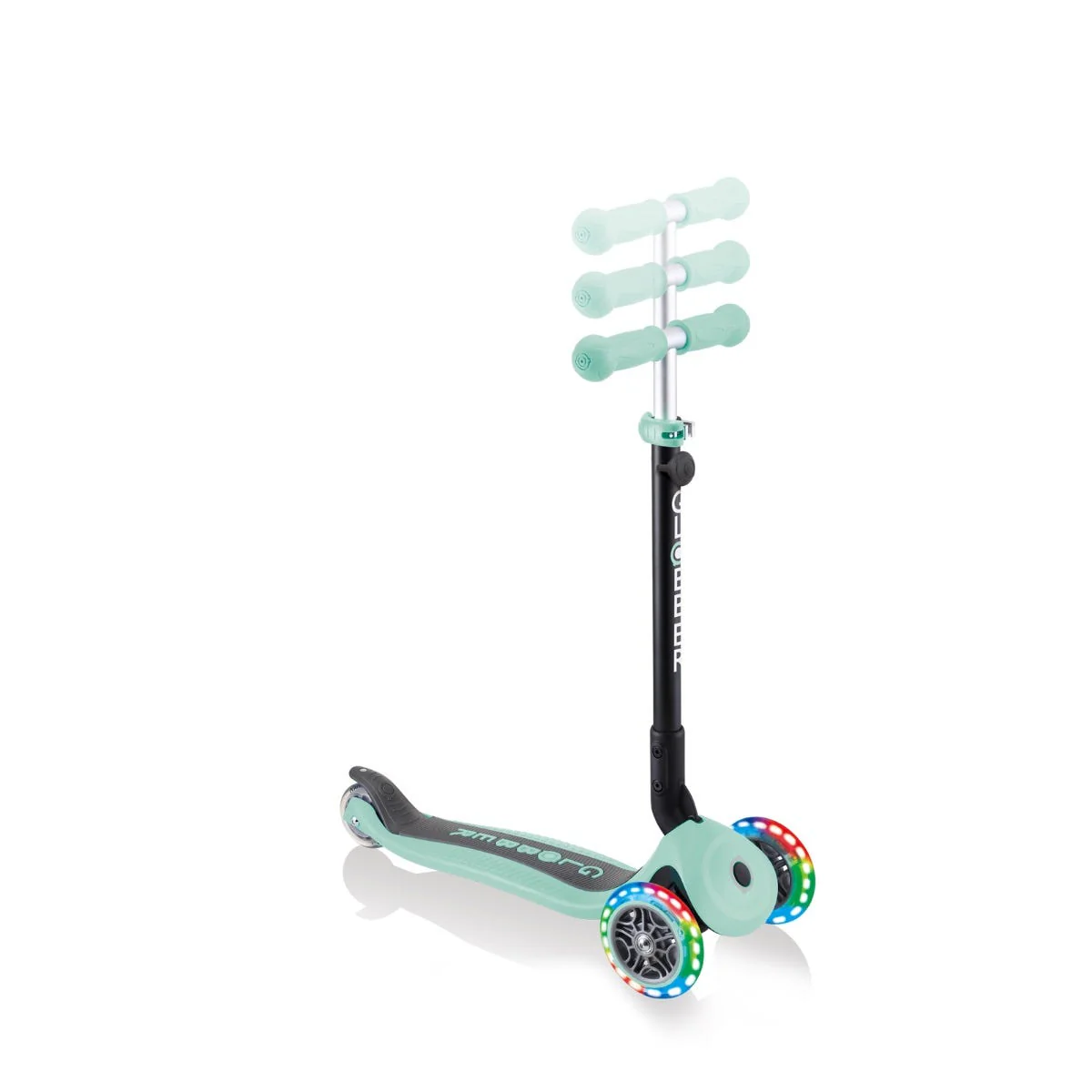 Globber Go Up Foldable Plus Lights 3 Wheel Kids Scooter Mint (Light Up Wheels) - Image 4