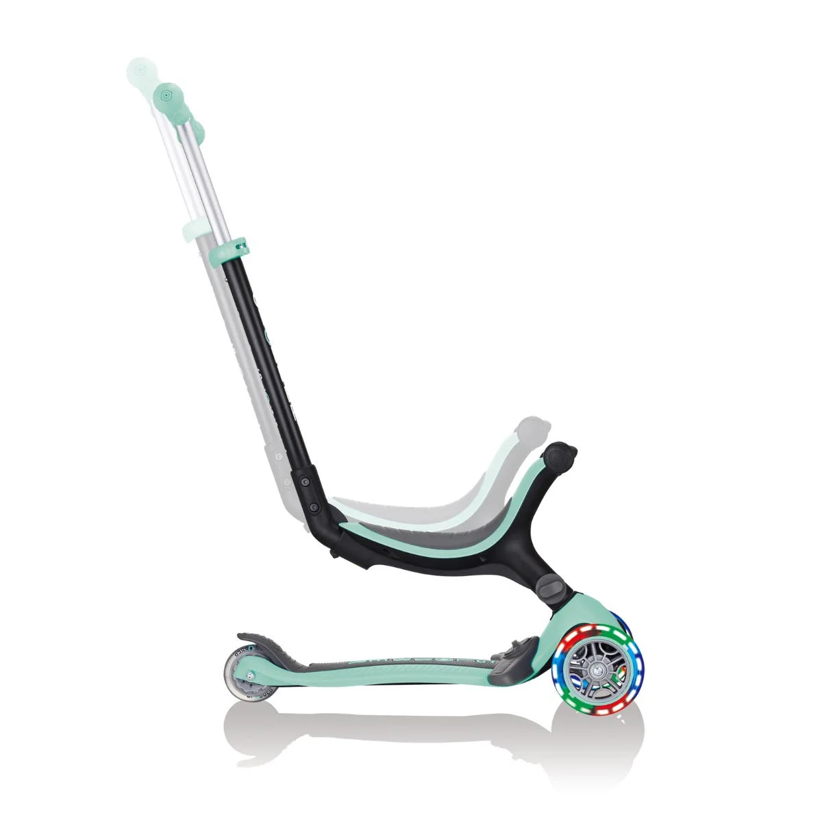 Globber Go Up Foldable Plus Lights 3 Wheel Kids Scooter Mint (Light Up Wheels) - Image 5