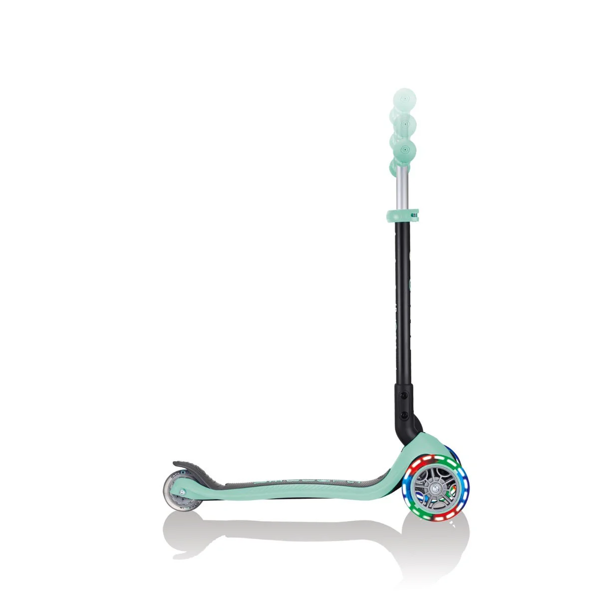 Globber Go Up Foldable Plus Lights 3 Wheel Kids Scooter Mint (Light Up Wheels) - Image 7