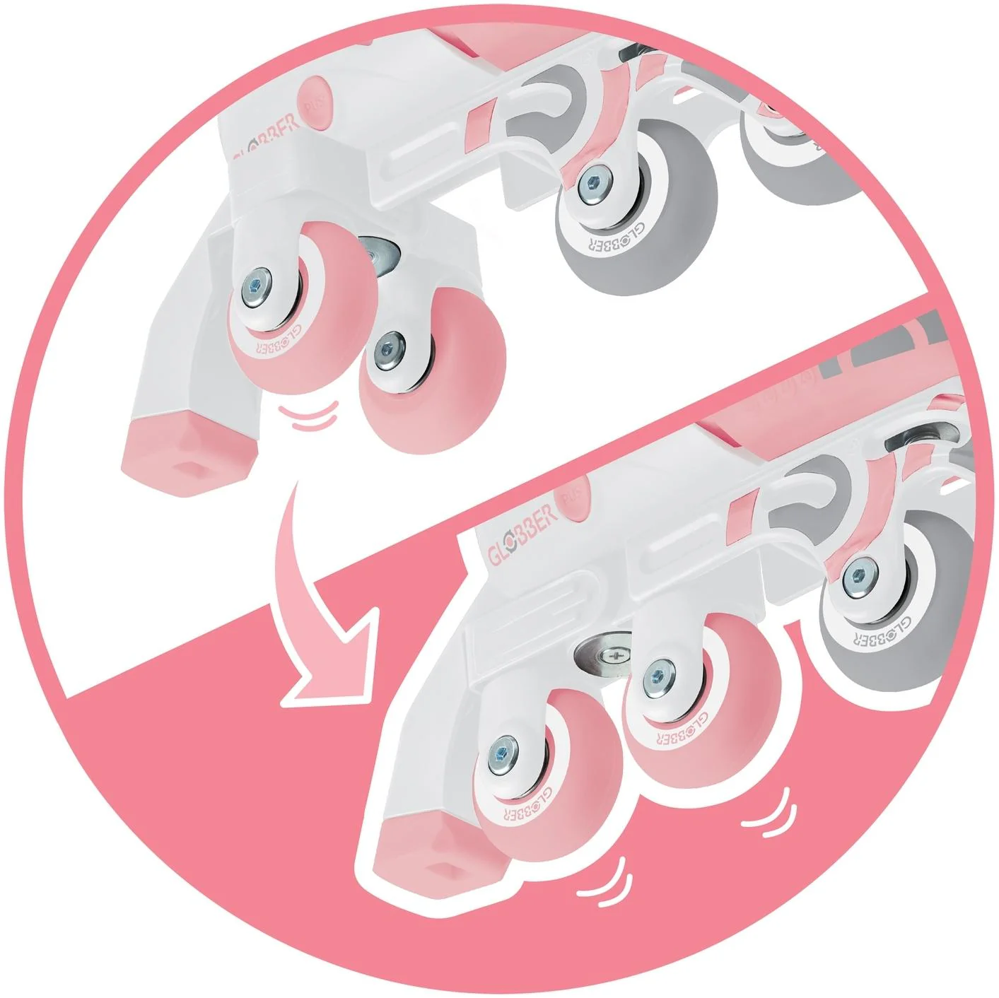 Globber Learning Inline Kids Skates 2in1 Pastel Pink - Image 3