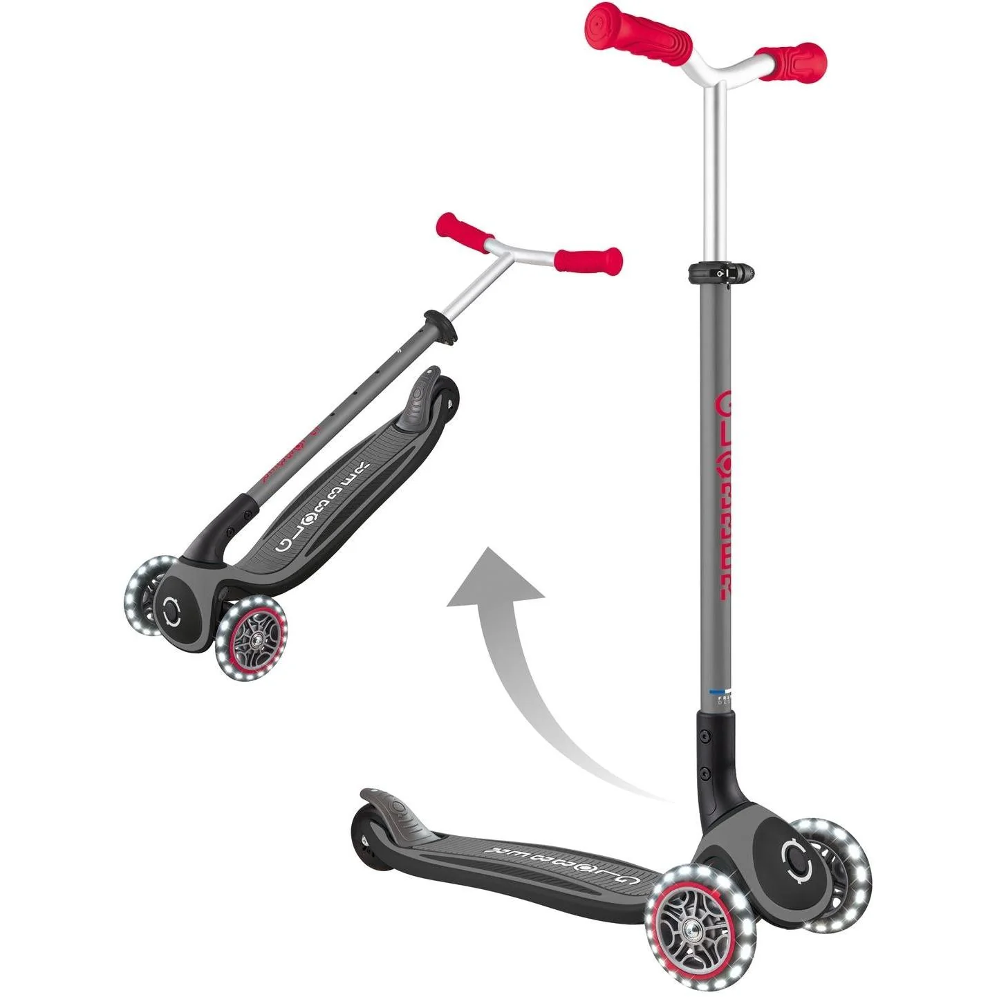 Globber Master w/ Lights 3-Wheel Kids Scooter Black/Red - Image 3