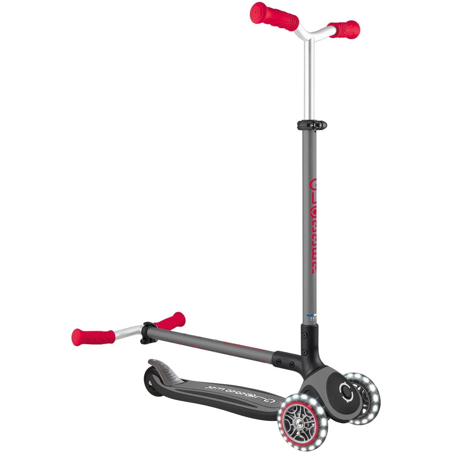 Globber Master w/ Lights 3-Wheel Kids Scooter Black/Red - Image 4