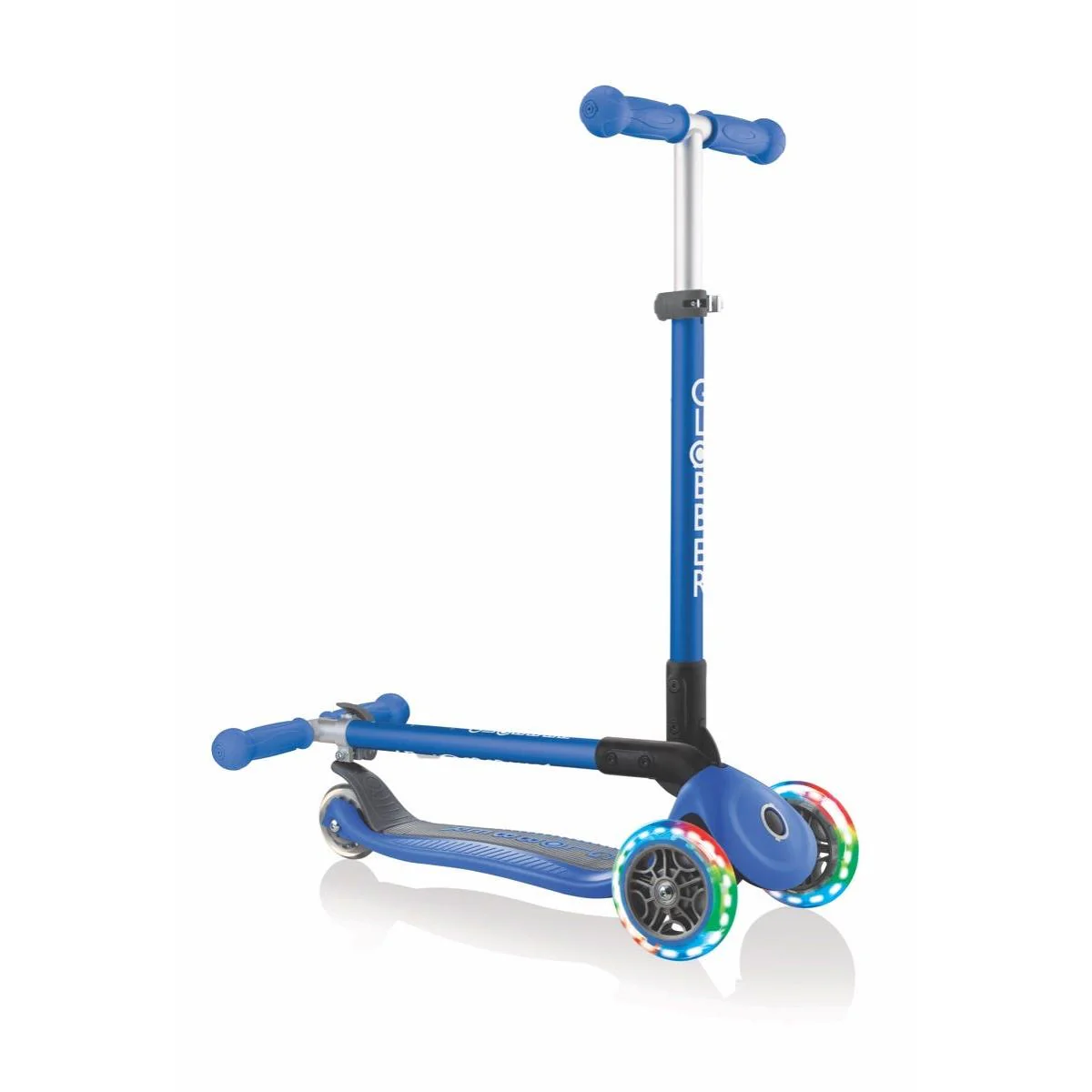 Globber Primo Foldable Lights Scooter Navy Blue - Image 3