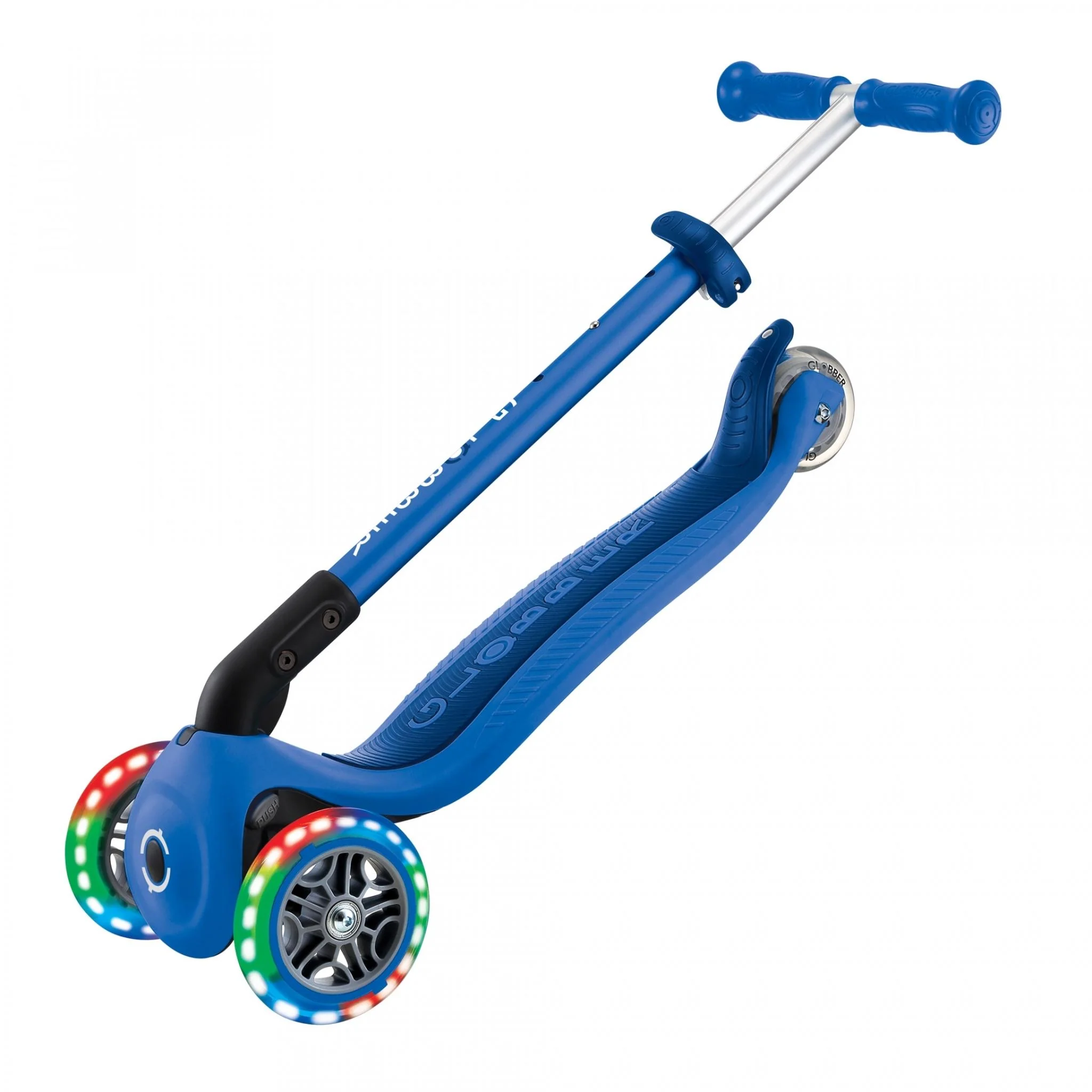 Globber Primo Foldable Lights Kids Scooter Navy Blue/Dark Navy Blue - Image 6