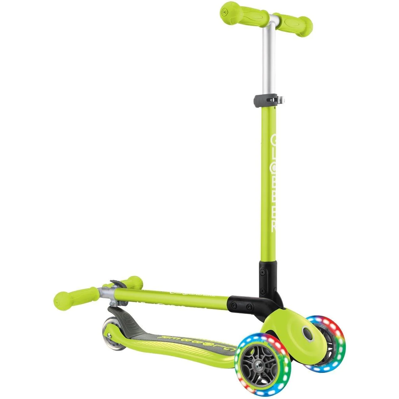 Globber Primo Foldable w/ Lights 3-Wheel Kids Scooter Lime Green - Image 10