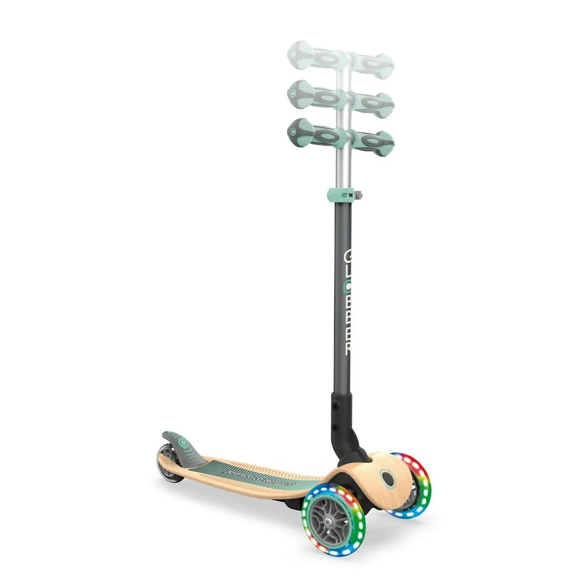 Globber PRIMO Foldable Wood Lights Scooter Mint - Image 2