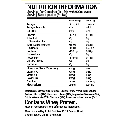 Infinit Nutrtition GO FAR Electrolyte & Carbohydrate Powder Lemon/Lime - Image 3