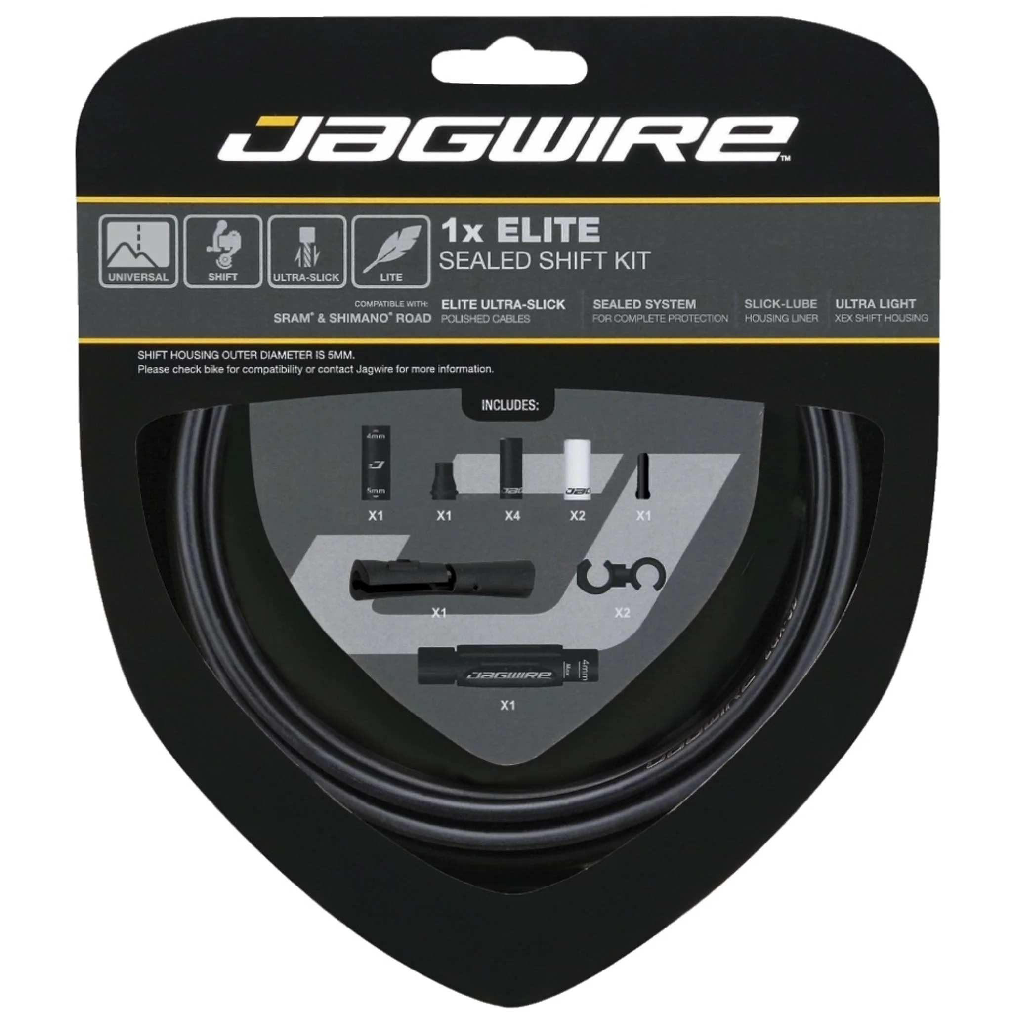 Jagwire Elite Sealed Complete Shift Kit 1x SRAM/Shimano Black