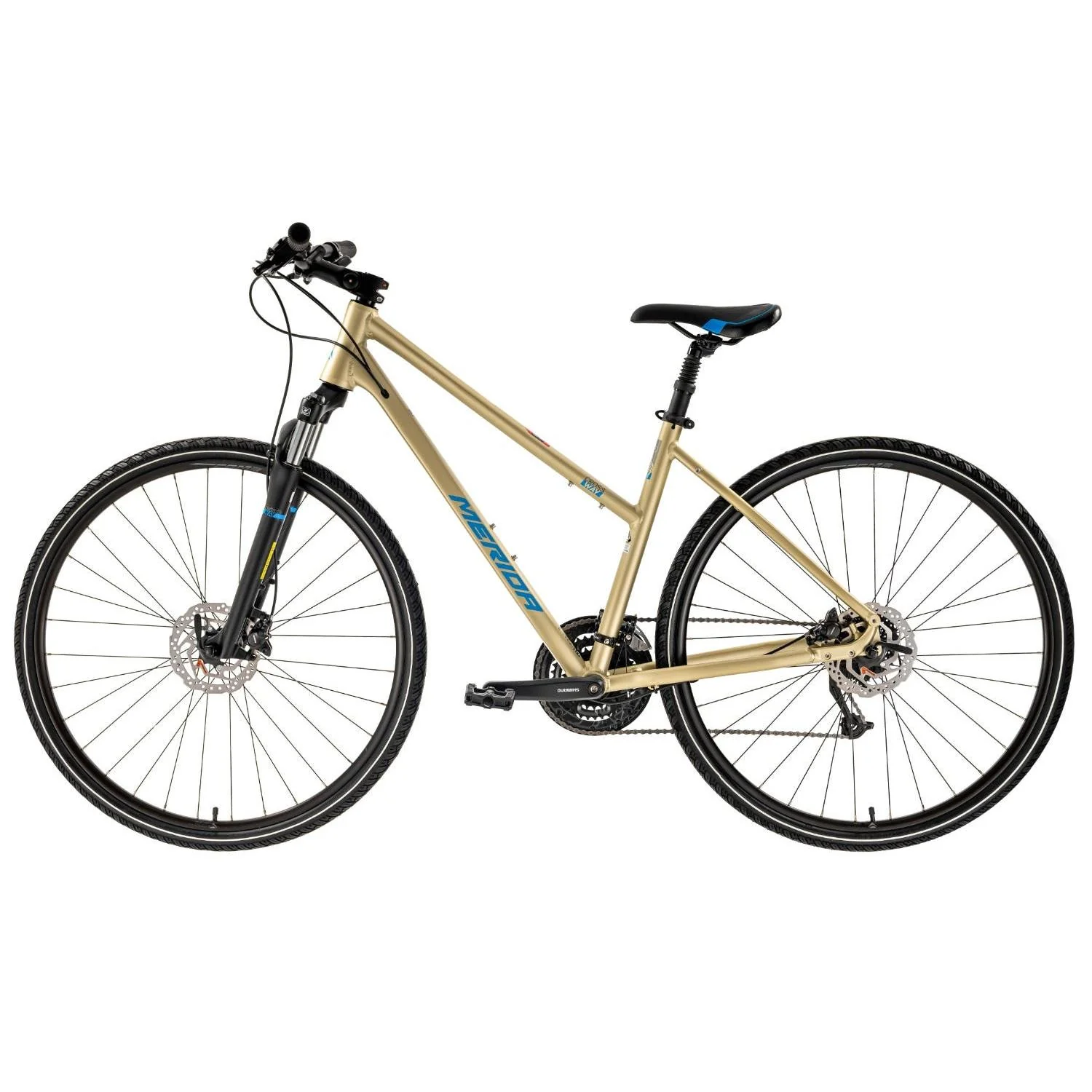 Merida Crossway 40 Hybrid Bike Champagne/Blue - Image 2