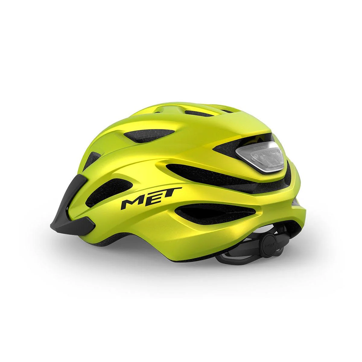 Met Crossover Helmet Lime Yellow Metallic with LIGHT - Image 3