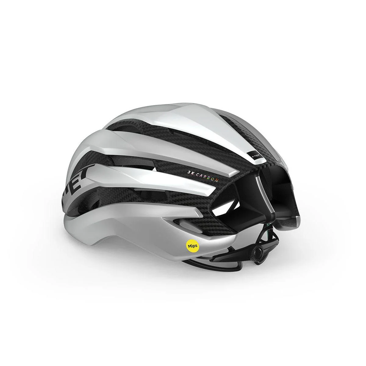 MET Trenta 3K Carbon MIPS Road Helmet White/Silver - Image 3
