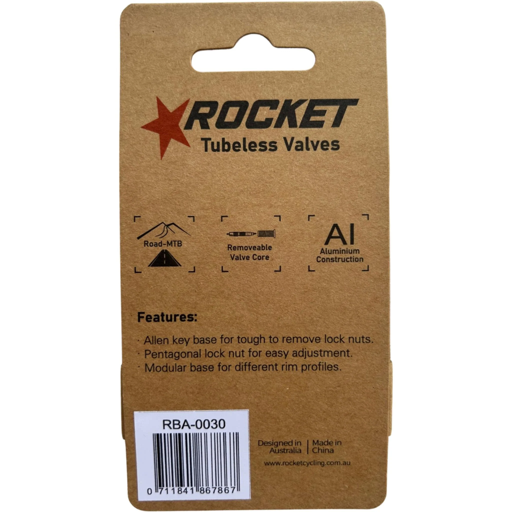 Rocket Removable Road/MTB Presta Tubeless Valves Pair 80mm Black - Image 2