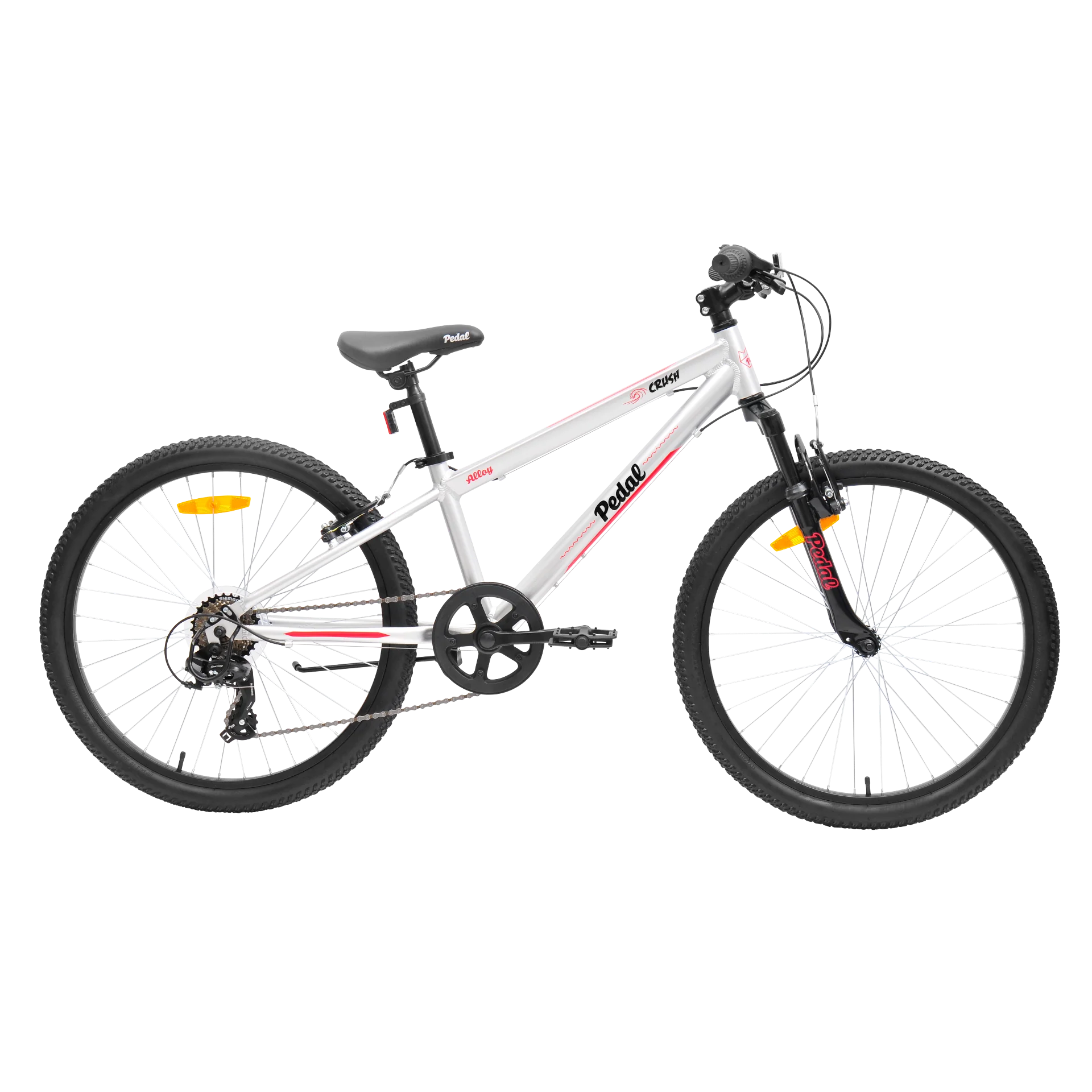 Pedal Crush 24 Kids Mountain Bike Silver/Red