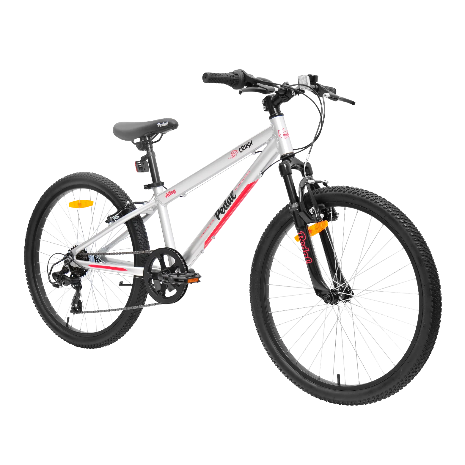 Pedal Crush 24 Kids Mountain Bike Silver/Red - Image 2
