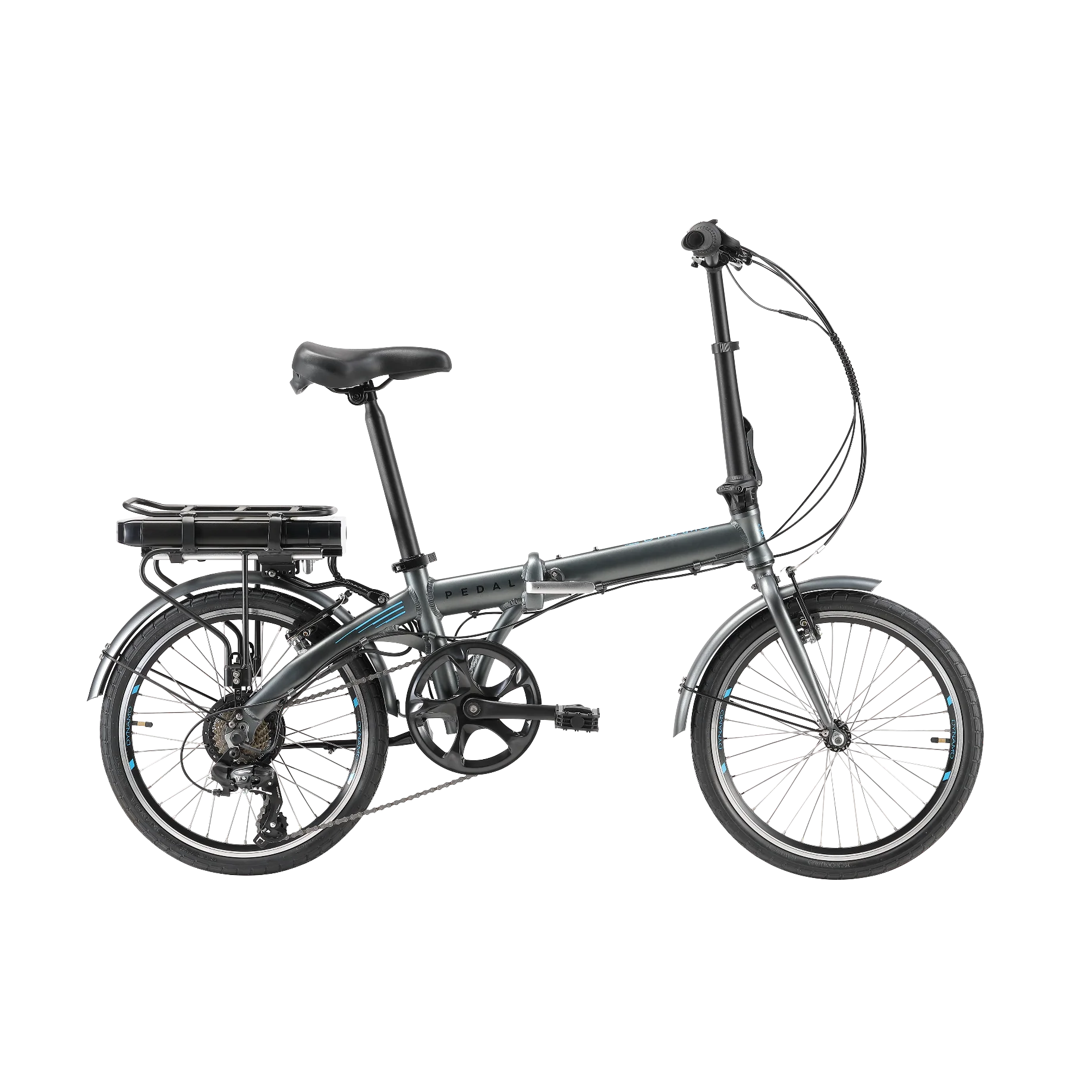 Pedal Dynamo Folding Electric Bike Grey Blue