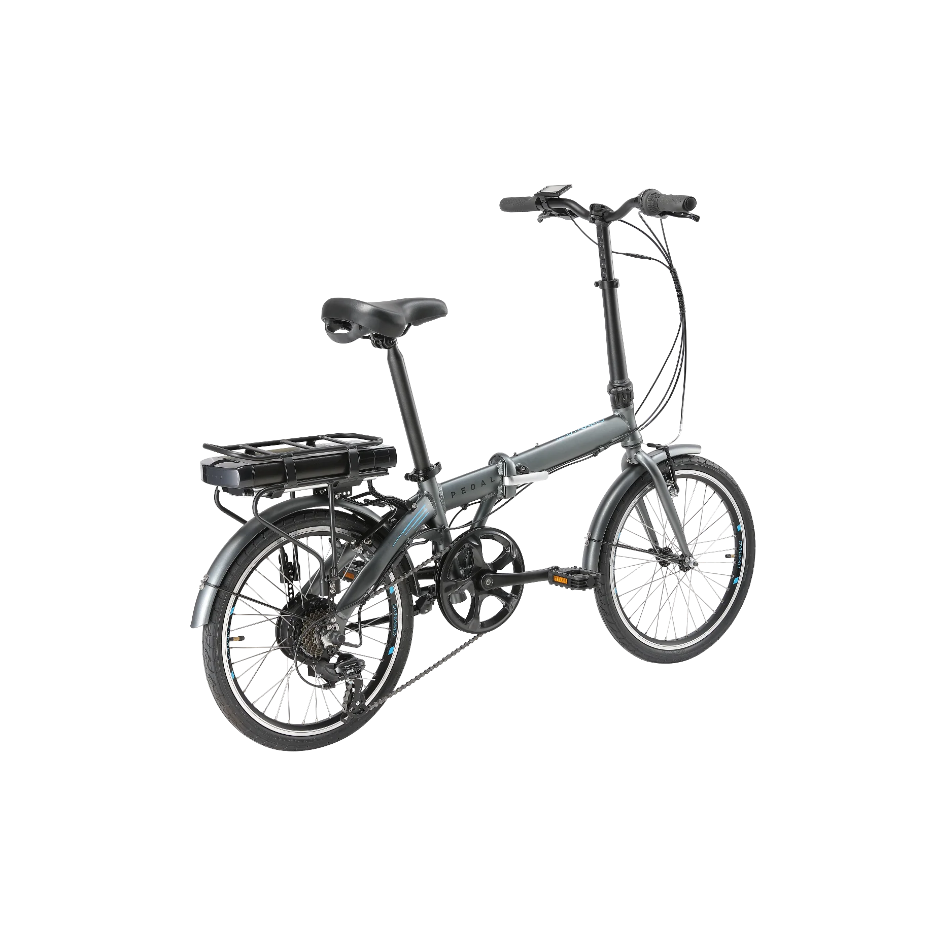 Pedal Dynamo Folding Electric Bike Grey Blue - Image 4