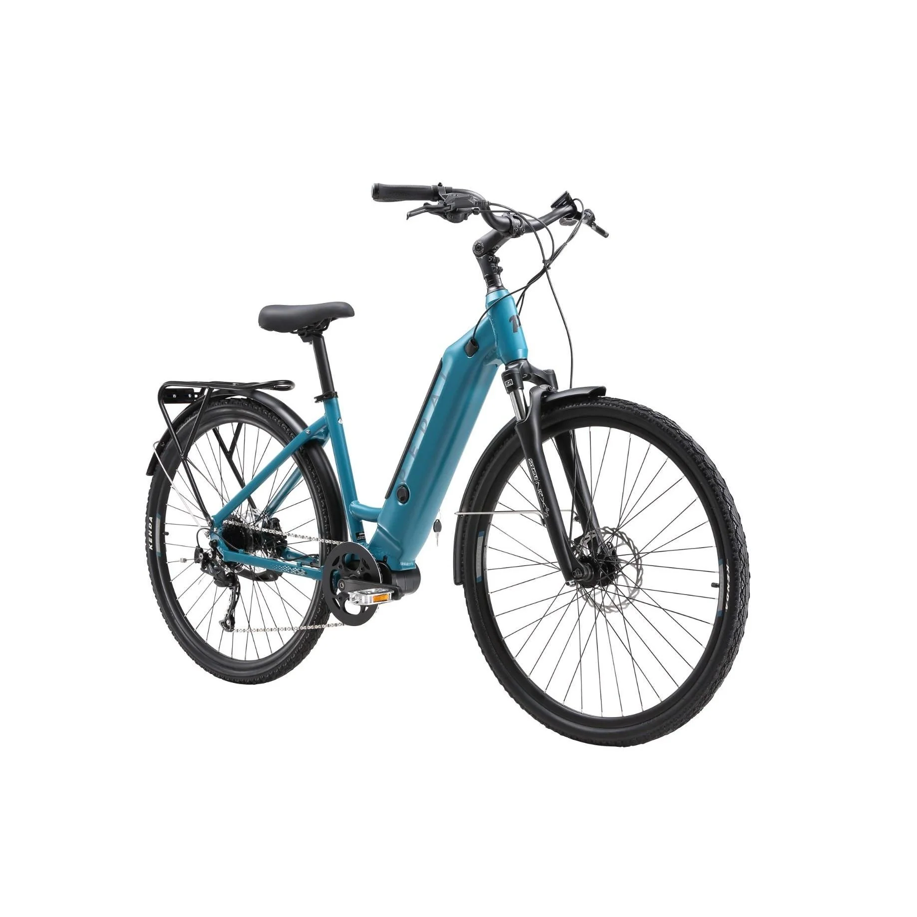 Pedal Falcon 700c 375Wh Step Through Electric Hybrid Bike Teal - Image 3