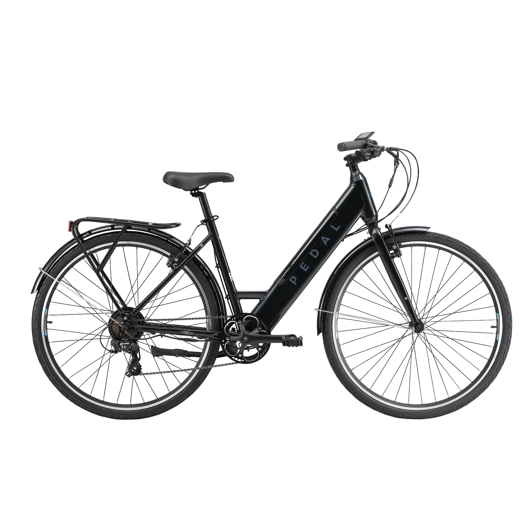 Pedal Lightning 700c Step Through Electric Hybrid Bike Black