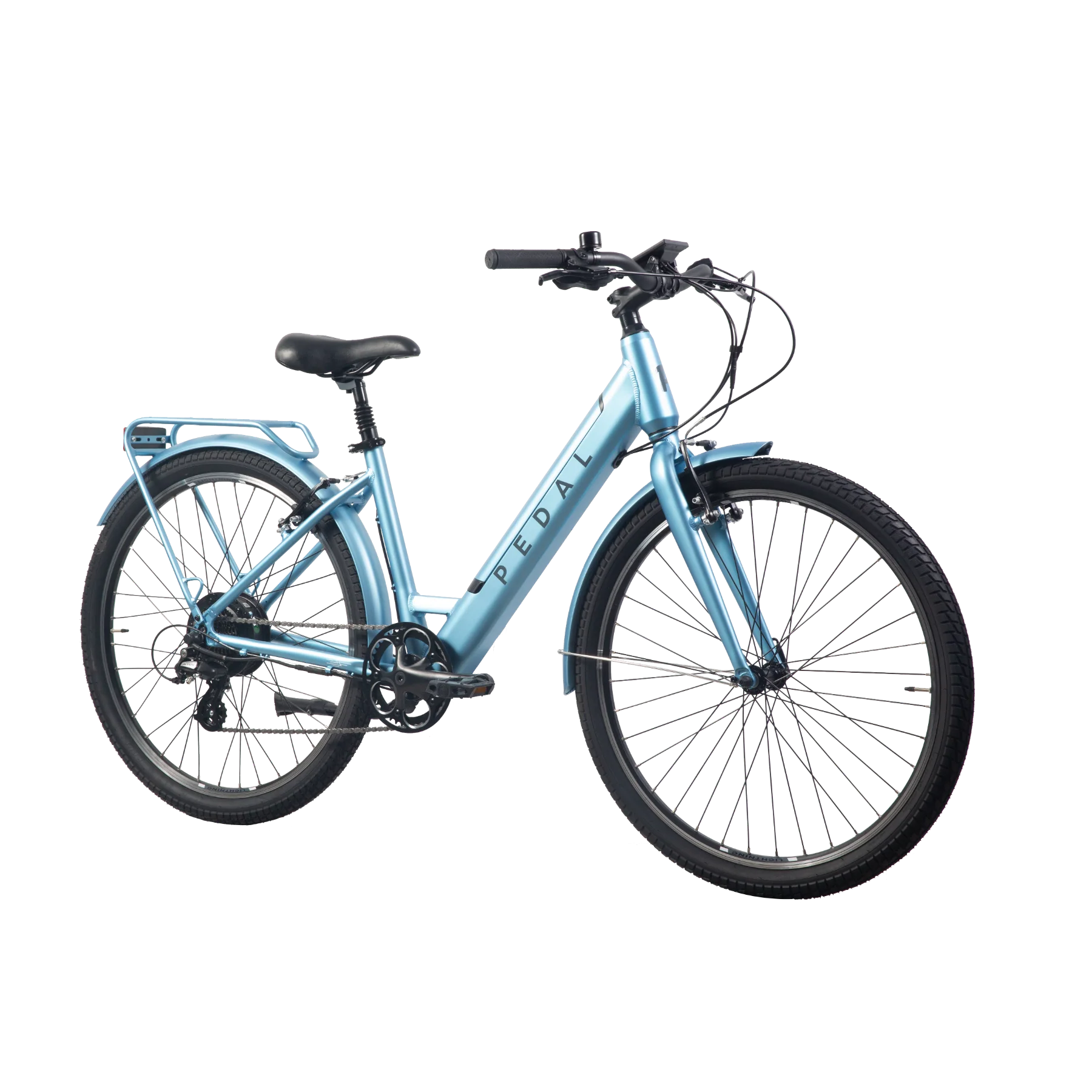 Pedal Lightning PLUS 27.5'' Step Through Electric Hybrid Bike Satin Blue - Image 2