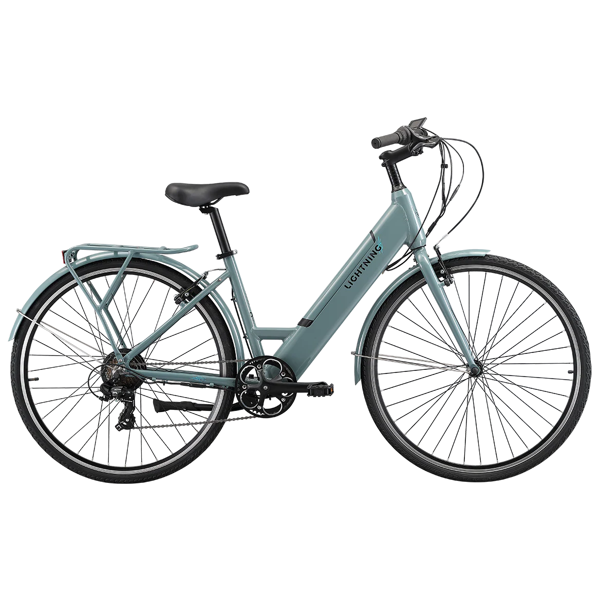 Pedal Lightning Step Through Electric Hybrid Bike Grey/Blue